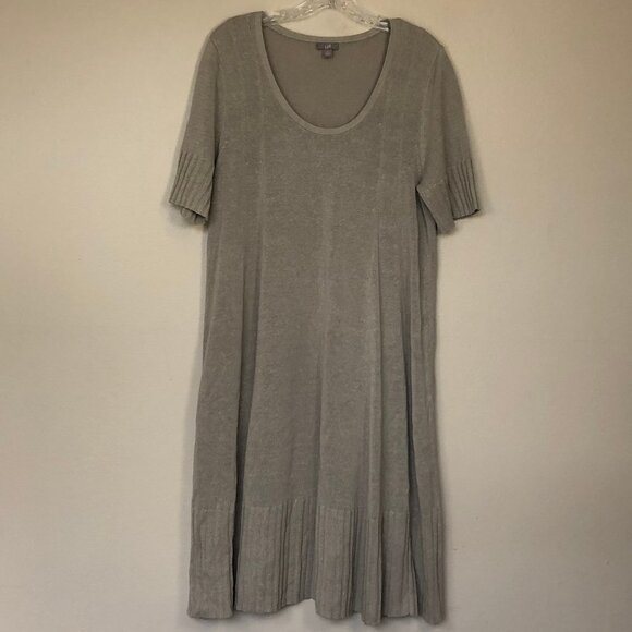 J. JILL Tan Sweater Dress Short Sleeves Flare LP - Picture 1 of 9
